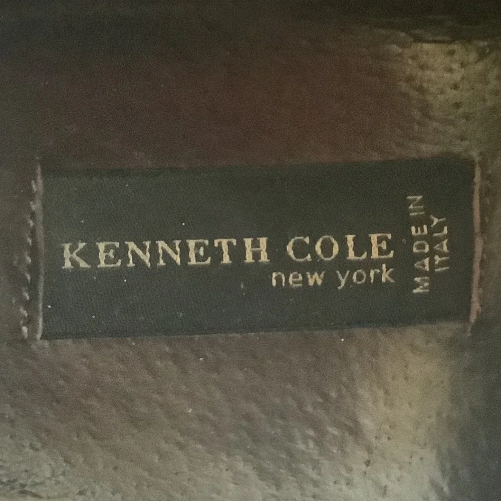 Kenneth Cole New York Mens 10.5M Black Leather Square Toe Derby Shoes Italy 8257